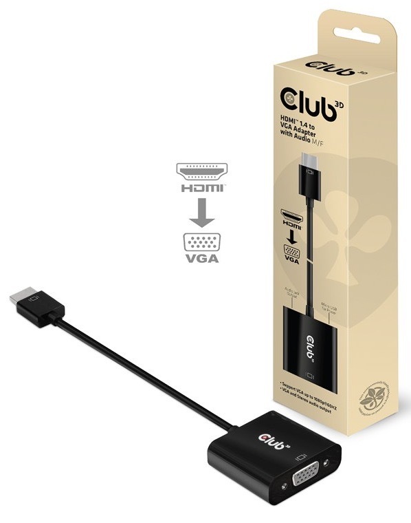 Redukcia Club3D HDMI 1.4 / VGA (M/F), Active