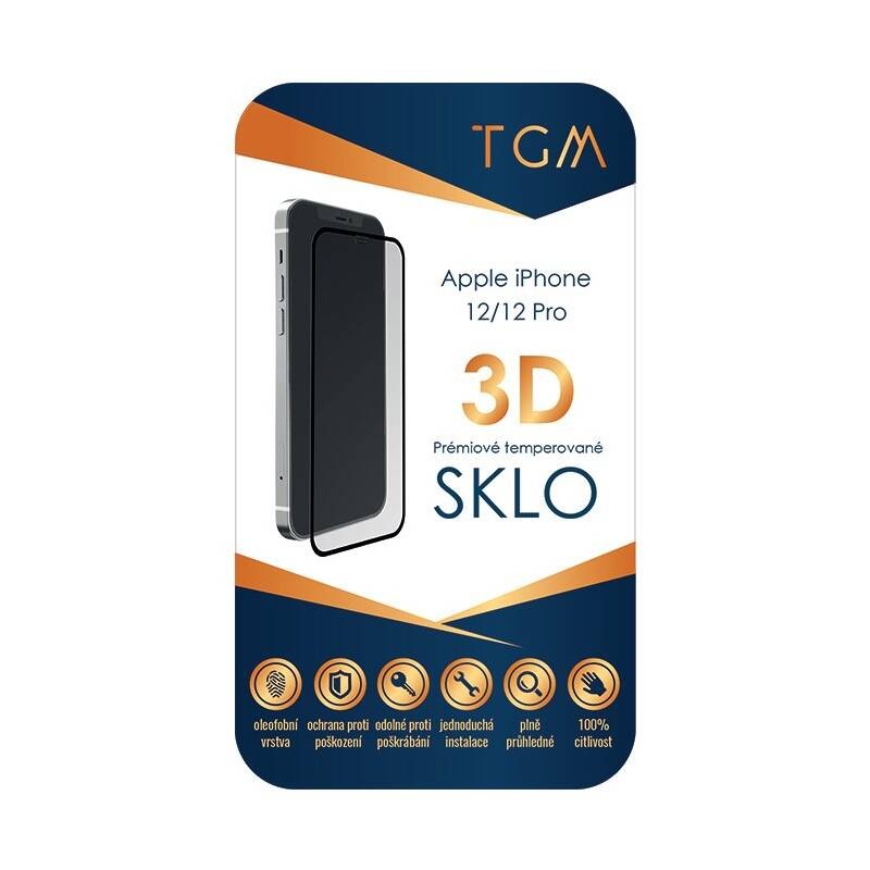 Tvrdené sklo TGM 3D na Apple iPhone 12/12 Pro čierne TGM 3D na Apple iPhone 12/12 Pro