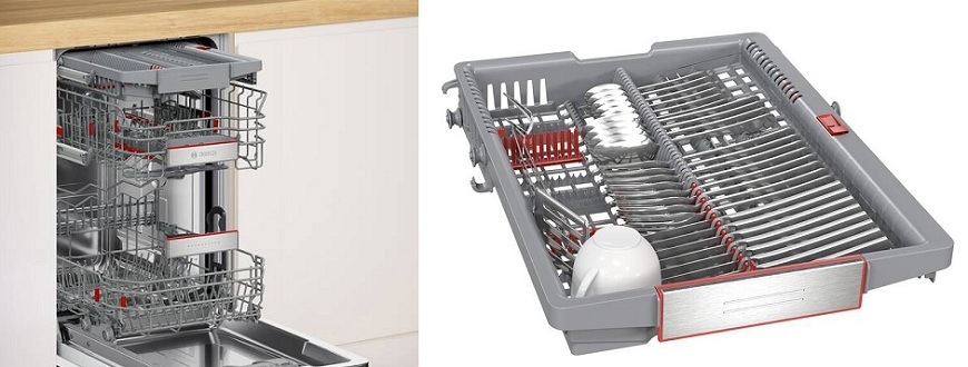 Umývačka riadu Bosch Serie 6 SPI6EMS21E nerez Otvorená umývačka Bosch SPV6EMX09E s flexibilnými košmi Vario Flex Pro a príborovou zásuvkou