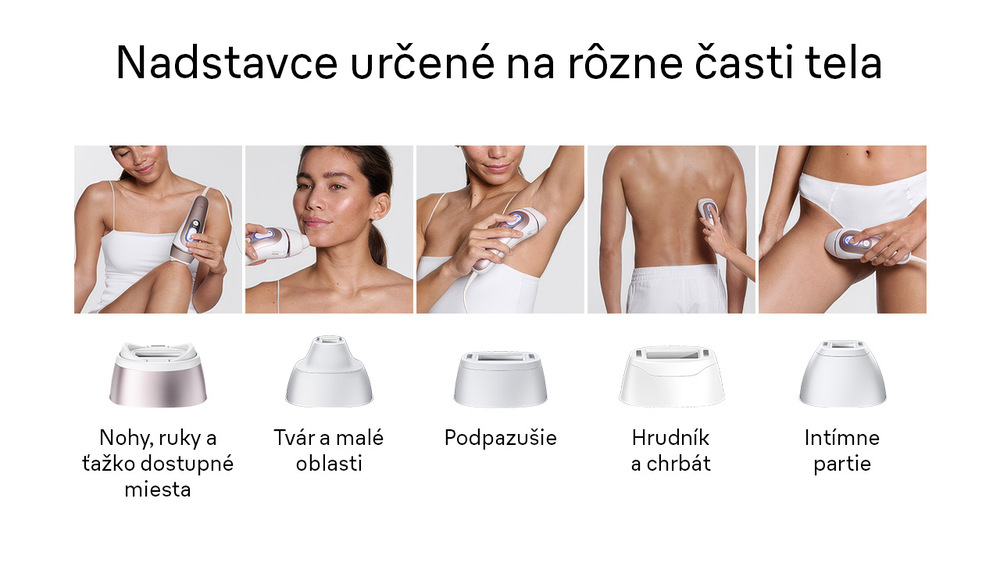 Epilátor Braun Skin i·expert IPL7321 biely/bronzový Nástavce na rôzne časti tela epilátora Braun IPL7431 Skin i·expert