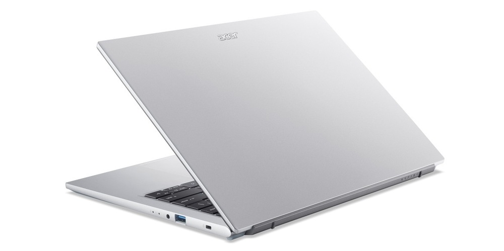 Notebook Acer Aspire Go 14 (AG14-72P-50ZC) strieborný Pootvorený notebook Acer Aspire Go 14 (AG14-72P-570S) zozadu