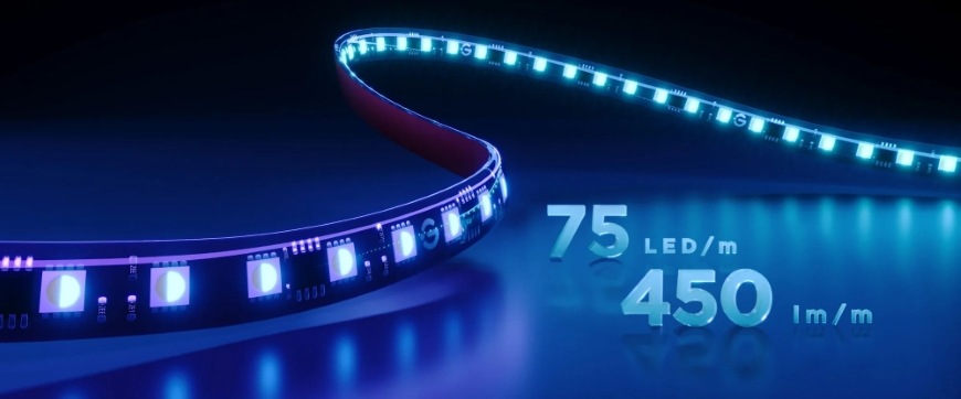 LED pásik Govee AI Sync Box Kit 2 Smart 27-34" + LED panely, 1,68 m čierny Detail LED pásky Govee AI Sync Box Kit 2 Smart s vysokou hustotou LED svetiel