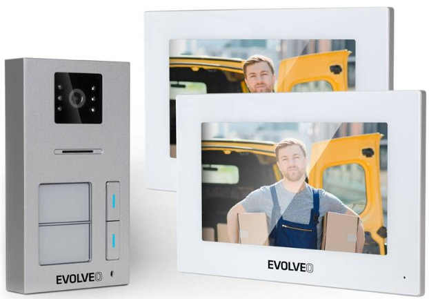 Dverný videotelefón Evolveo EVOLVEO DoorPhone AP2-2 drôtový, pre dva byty s aplikáciou