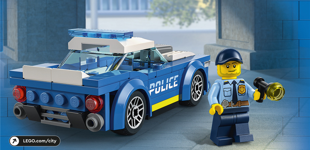 Športové policajné auto s dynamickým dizajnom umožní deťom od stavania plynule prejsť k vlastným policajným dobrodružstvám.