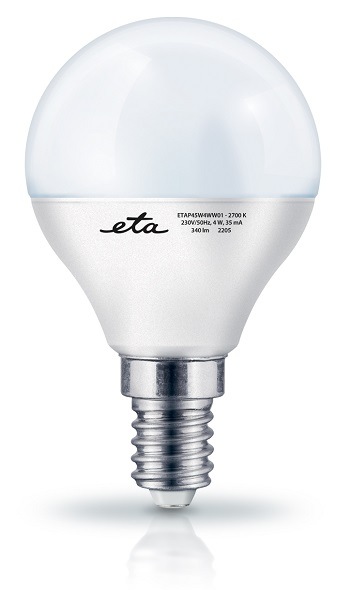 LED žiarovka ETA EKO LEDka mini globe 4W, E14, teplá biela žárovka neutrální bílá ETAP45W4WW01