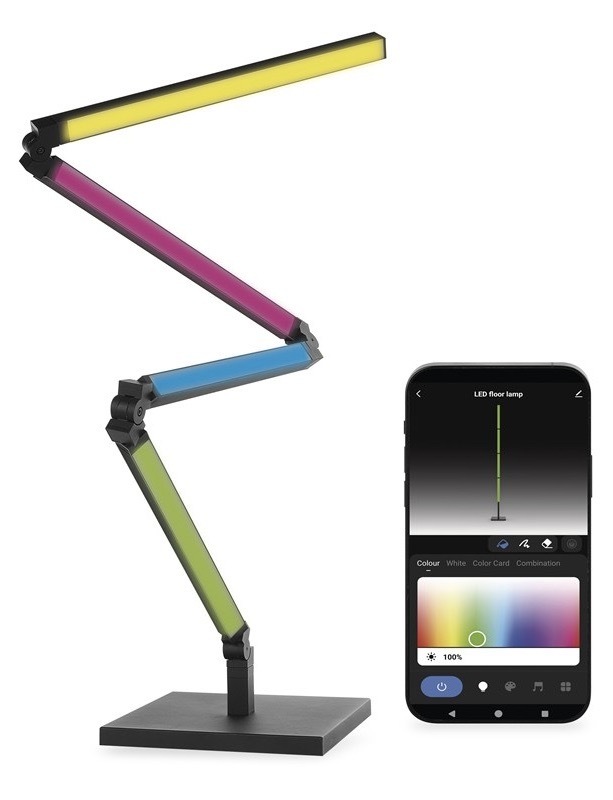 Stojacia lampa EMOS GoSmart,  24 W, 1000 lm, RGB+WW čierna