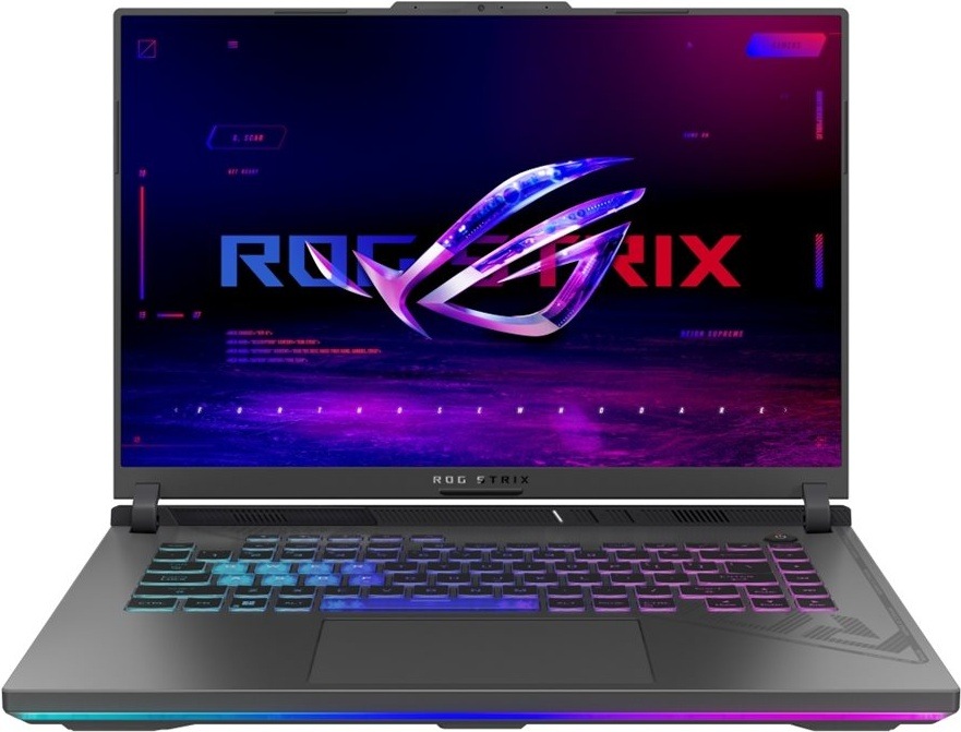 Predný pohľad na notebook ASUS ROG Strix G16 s luxusnou grafikou