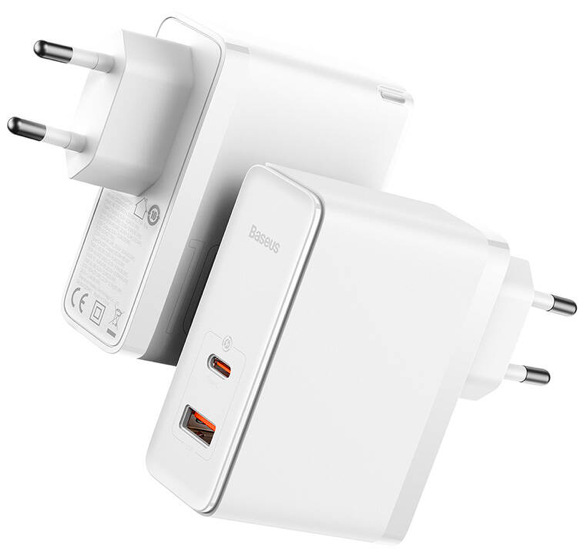 Nabíjačka do siete Baseus GaN5 Pro, USB-C + USB-A 100W biela Nabíjačka do siete Baseus GaN5 Pro, USB-C + USB-A 100W biela