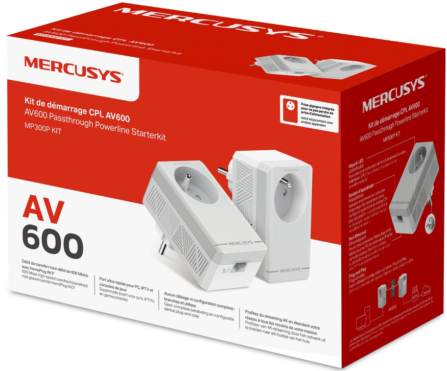 Sieťový rozvod LAN po 230V Mercusys MP300P AV600 KIT