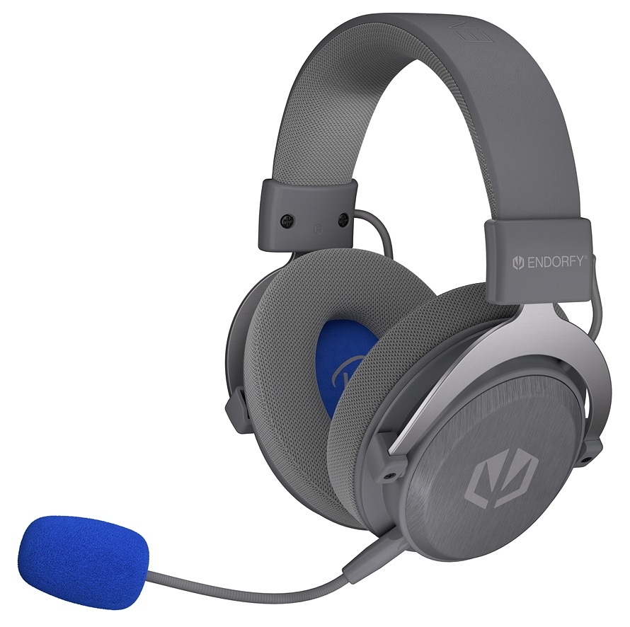 Headset ENDORFY VIRO Infra Wireless Alt Grey sivý Produktový pohľad na headset ENDORF VIRO Infra Wireless Alt Grey s mikrofónom na svetlom pozadí
