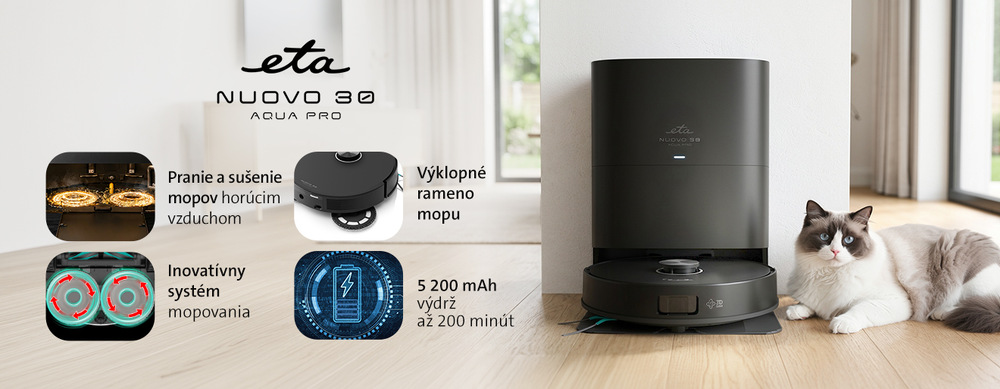 Robotický vysávač ETA Nuovo30 Aqua Pro 7983 90000 čierny ETA Nuovo 30 Aqua Pro