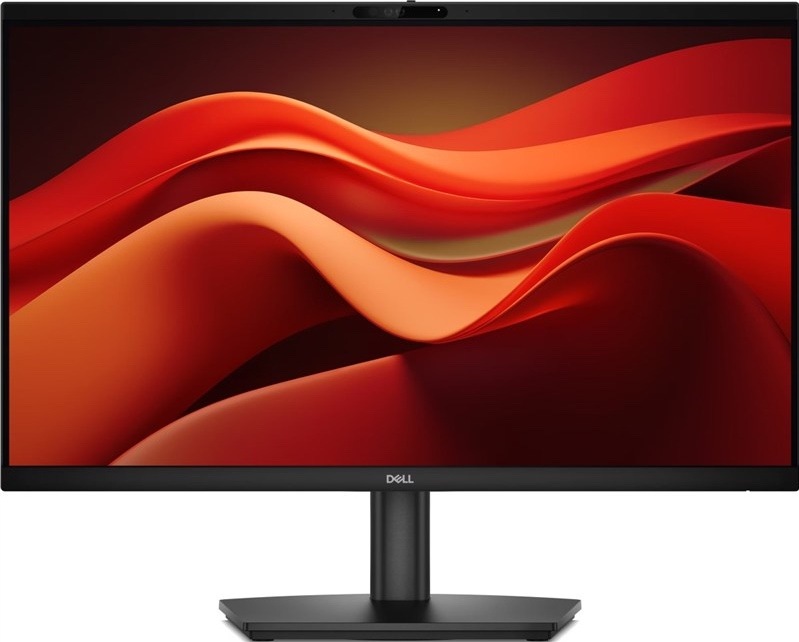 Monitor Dell spredu v čiernom prevedení s tenkými rámčekmi, centrálnou webkamerou a výškovo nastaviteľným stojanom.
