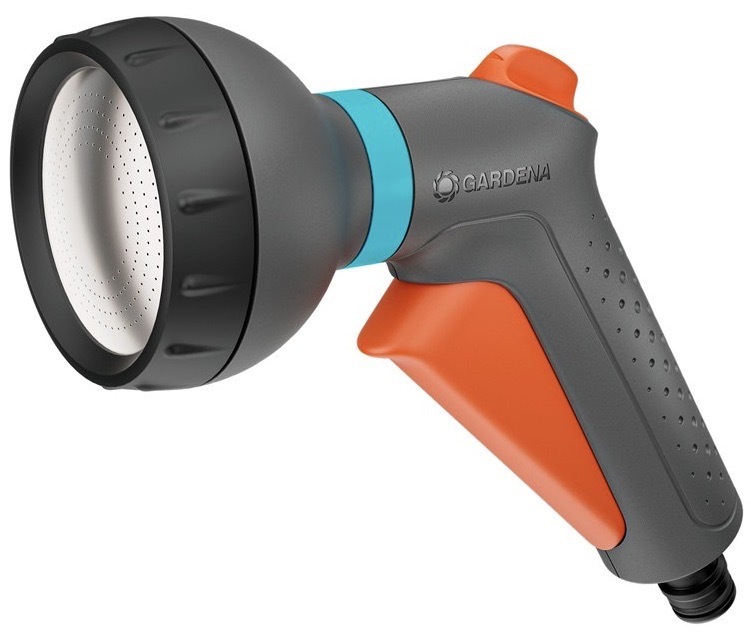 Záhradná sprcha Gardena s ergonomickou rukoväťou, aretovateľná spúšť