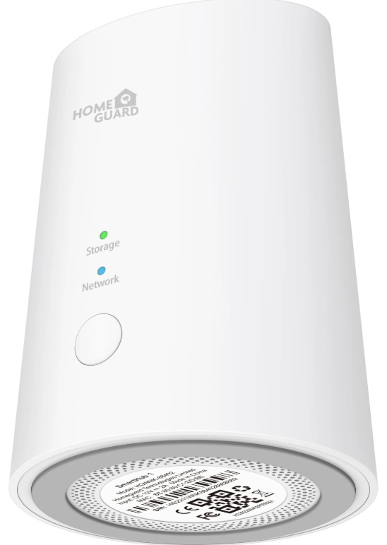 IP kamera iGET HOMEGUARD HGWNK108402S biela NVR rekordér iGET HOMEGUARD s prednými indikátormi a spodnou identifikačnou časťou
