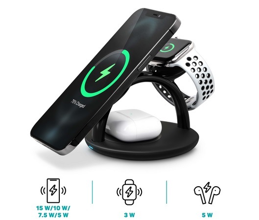 Bezdrôtová nabíjačka Connect IT MultiCharge 3v1 MagSafe čierna
