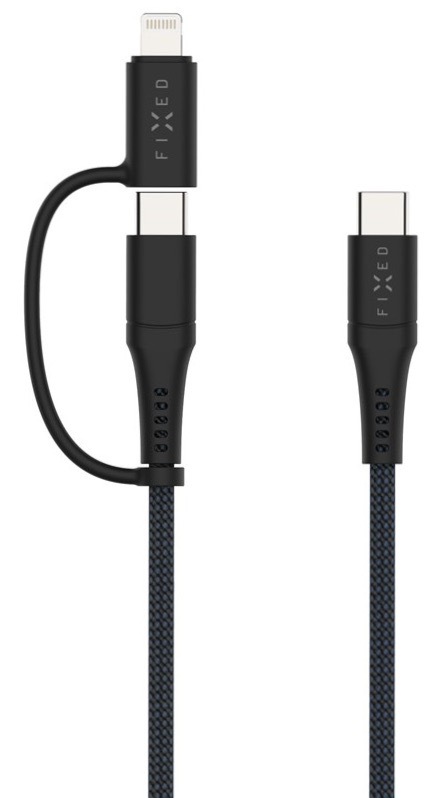 Kábel FIXED USB-C/USB-C a Lightning, PD, 60W, MFi, 3m sivý