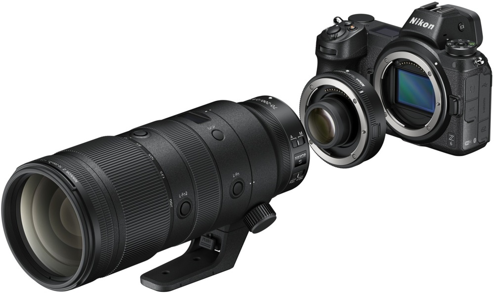 Ukážka zostavy fotoaparát + telekonvertor Nikon Z Teleconverter TC-1.4× + teleobjektív