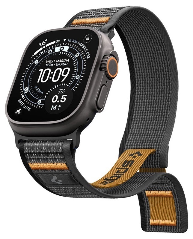 Remienok Spigen na hodinky Apple Watch 49, 46, 45 a 44 mm, čierno-oranžová farba