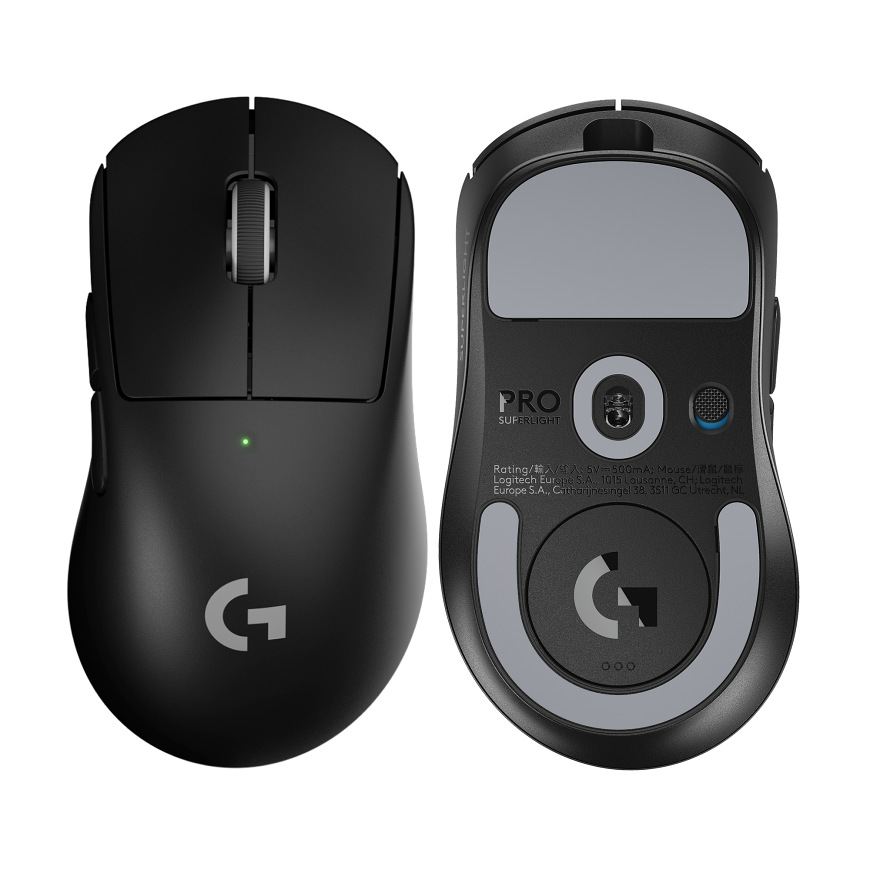 Myš Logitech G PRO X Superlight 2 DEX SE z hornej a spodnej strany s klznými plochami