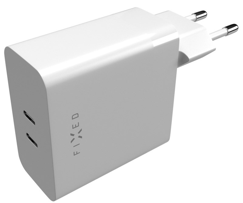 Nabíjačka do siete FIXED 2x USB-C, podpora PD, 65W - biela