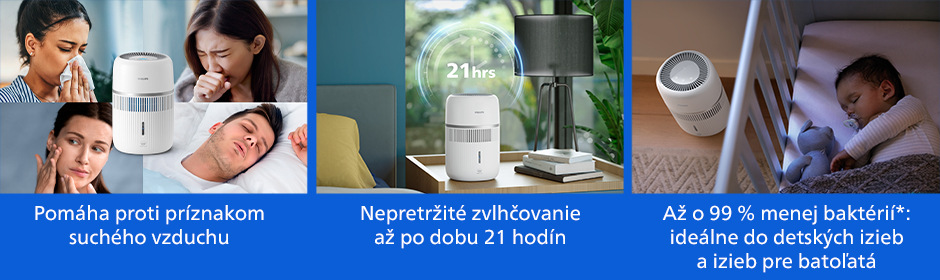 Zvlhčovač vzduchu Philips 4000 Series HU4210/04 biely Zvlhčovač vzduchu Philips HU4210/04 4000 Series zaisťujúce dlhodobé a hygienické zvlhčovanie vzduchu.