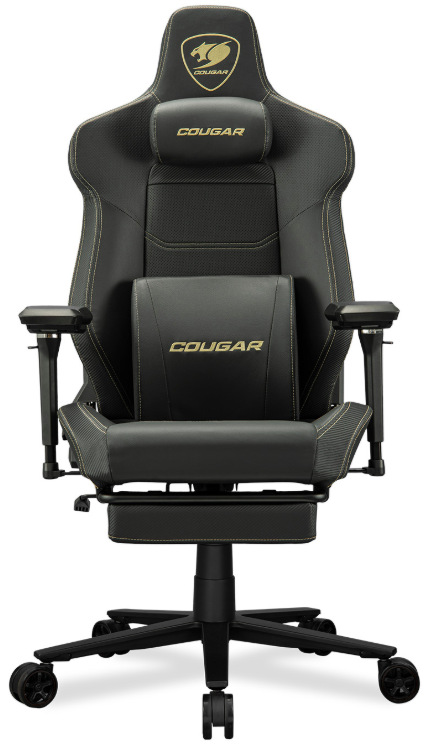 Herná stolička Cougar Armor Evo M čierna/zlatá Čelný pohľad na hernú stoličku Cougar Armor Evo M s ergonomickým tvarovaním