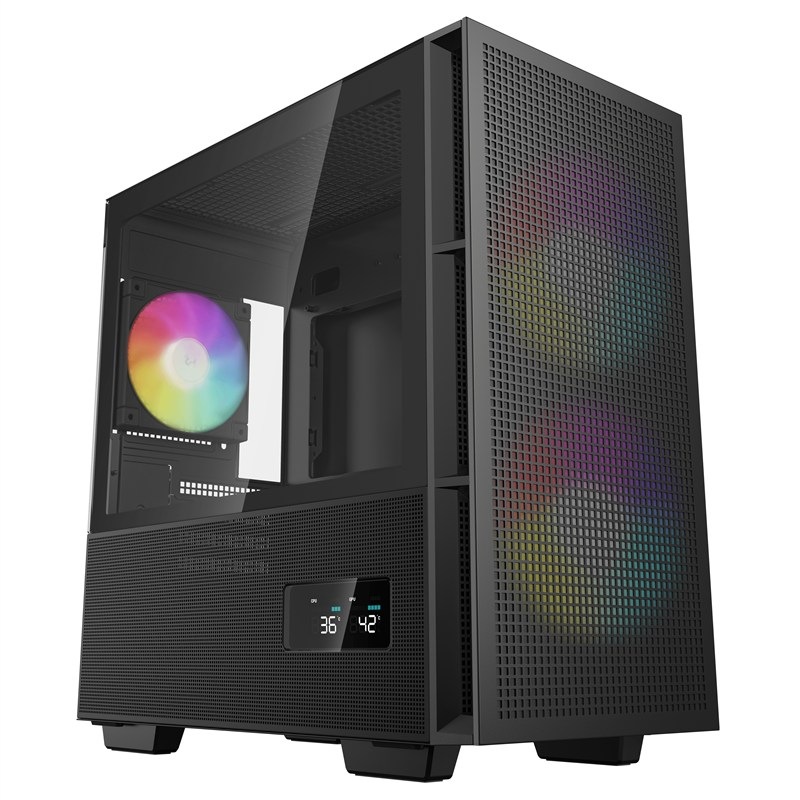 Počítačová skriňa DeepCool CH360 Digital v čiernej farbe.