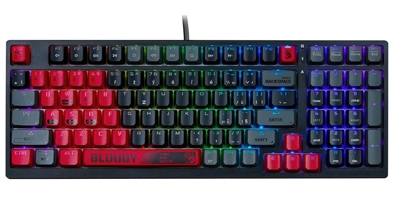 Klávesnica A4Tech Bloody S98 Sports, 80%, Red Switch, USB, CZ/SK layout čierna