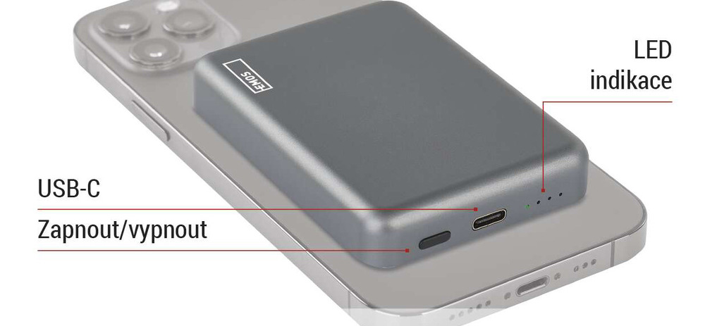 Powerbank EMOS WI 522, 5 000 mAh, 20 W+Wireless modrý Powerbank EMOS WI 522, 5 000 mAh, 20 W+Wireless modrý