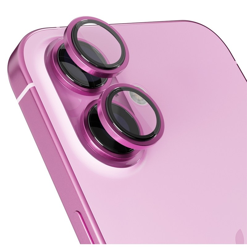 Tvrdené sklo Epico Aluminium Lens Protector Apple iPhone 16/16 Plus, v ružovej farbe.