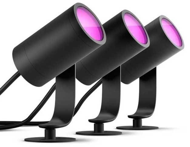 Svietidlo vonkajšie Philips Hue Lily White and Color Ambiance Spot 3ks čierne