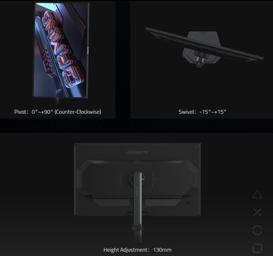Nastavenie výšky a otočenia pri hernom monitore GIGABYTE G25F2