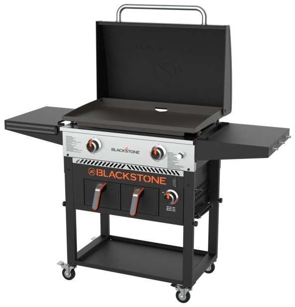 Gril záhradný plynový Blackstone 28" Griddle BS-1785 Blackstone 28" griddle s otvorenou pokrievkou a viditeľnou grilovacou plochou.