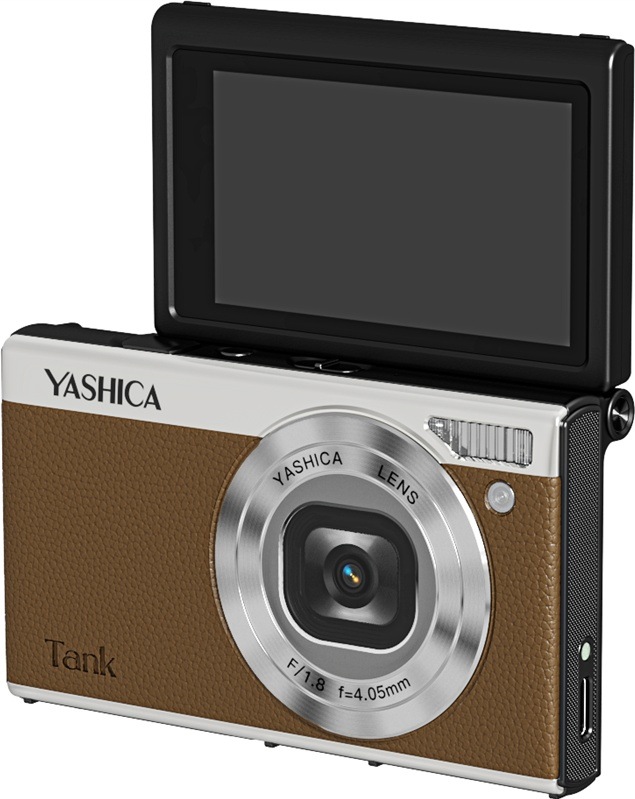 Kompaktný fotoaparát Yashica Tank, hnedá farba