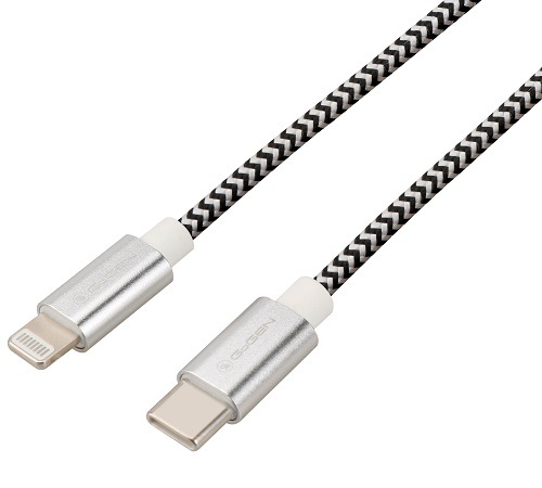 Kábel GoGEN USB-C/Lightning, 2m, strieborný