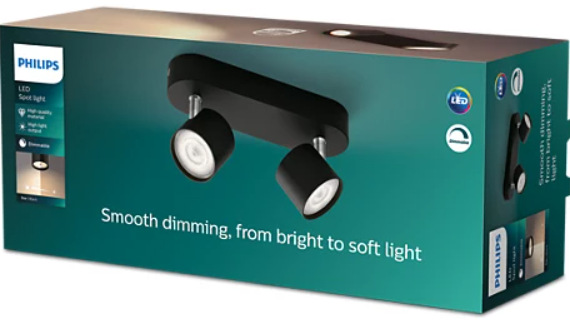 Bodové svietidlo Philips Star, 2xLED čierne Bodové svietidlo Philips Star, 2xLED čierne