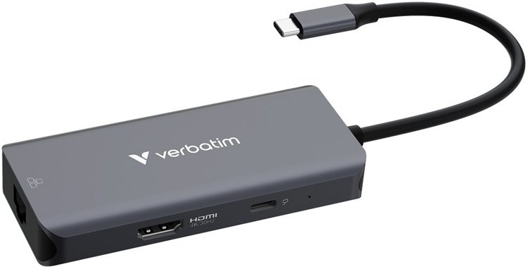 USB Hub Verbatim USB-C Essentials Multiport Hub 6 port - 3x USB 3.2 GEN 1/HDMI/USB-C PD/RJ-45 - šedý