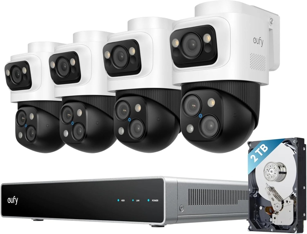 Súprava štyroch kamier eufy S4 Max PoE s NVR rekordérom a integrovaným 2TB úložiskom