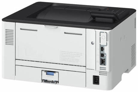Tlačiareň laserová Canon i-SENSYS LBP243dw II biela Zadná časť tlačiarne Canon i-SENSYS LBP243dw II s napájaním a sieťovými portami
