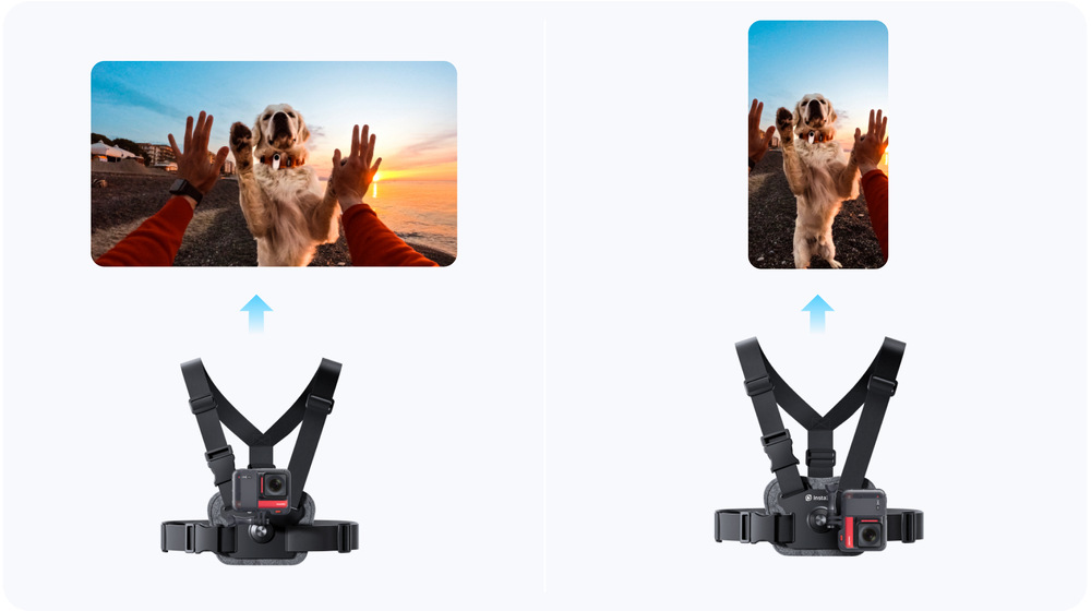 Popruh na hrudník Insta360 Chest Strap čierny Zábery na šírku a na výšku vytvorené vďaka popruhu Insta360 Chest Strap
