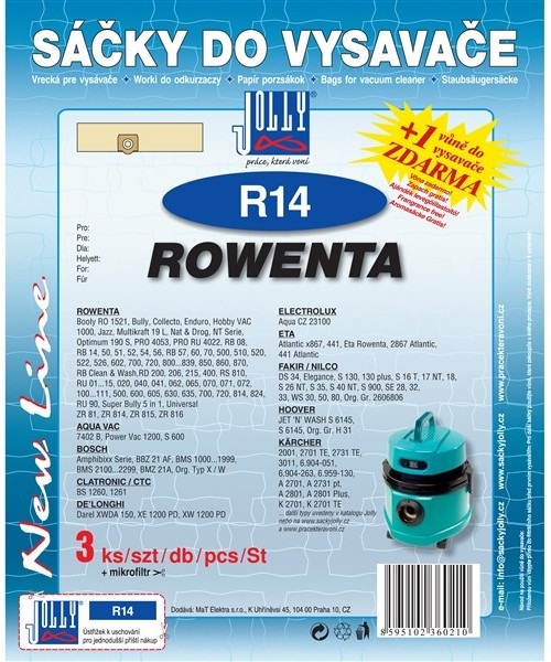 Vrecká do vysávača Jolly R 14 do vysáv. ROWENTA v počte 3+1ks