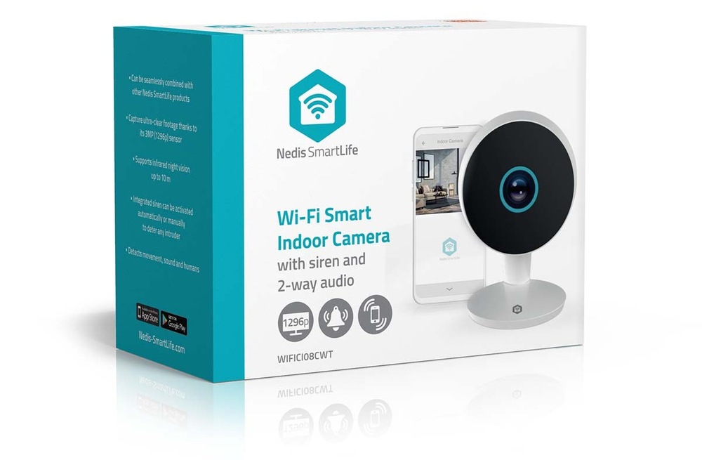 IP kamera Nedis SmartLife WIFICI08CWT biela IP kamera Nedis SmartLife WIFICI08CWT má vstavaný mikrofón a obsahuje aj poplachovú sirénu