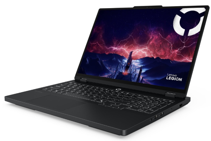 Notebook Lenovo Legion Pro 5 16IAX10H čierny Lenovo Legion Pro 5 16IAX10H z pravého uhla s viditeľnými bočnými konektormi