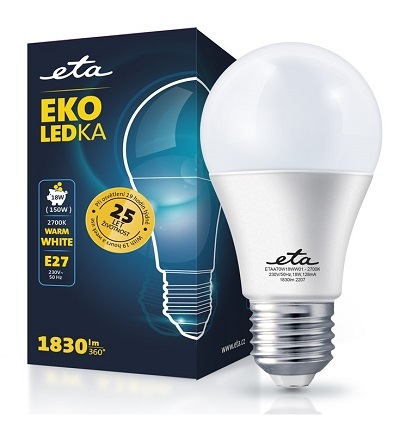LED žiarovka ETA EKO LEDka klasik 18W, E27, teplá biela