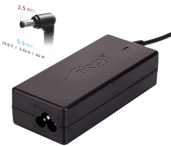 Sieťový adaptér Akyga pre notebook 19V/3.42A 65W 5.5x2.5 mm pre ASUS/TOSHIBA/LENOVO