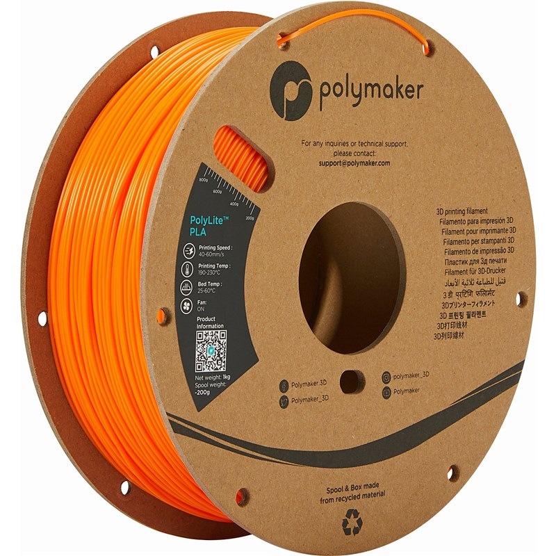Tlačová struna (filament) Polymaker PolyLite PLA, 1,75 mm, 1 kg oranžový
