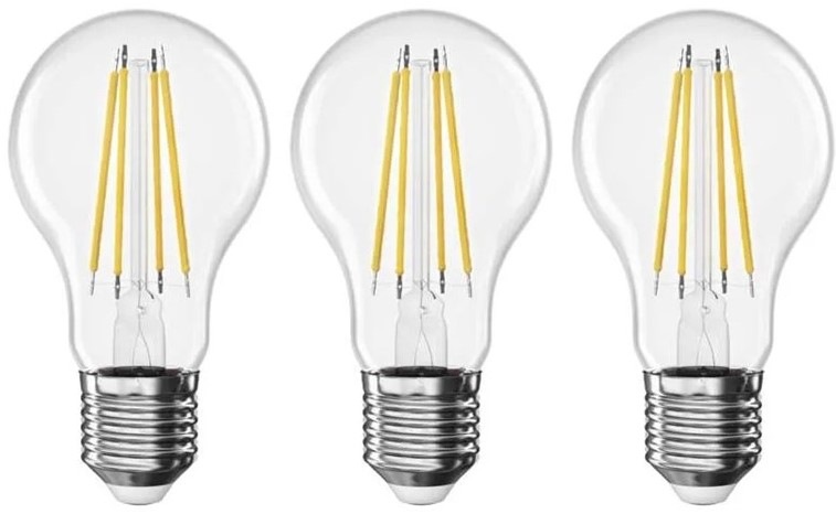 Žiarovka LED EMOS Filament klasik, 3,8 W, 806lm, E27, teplá biela, 3ks