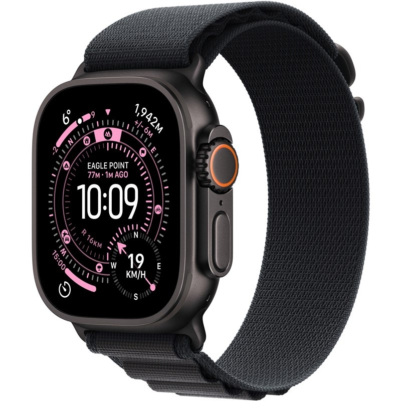 Inteligentné hodinky Apple Watch Ultra 3 GPS + Cellular 49mm čierny titán - čierny alpský ťah - L