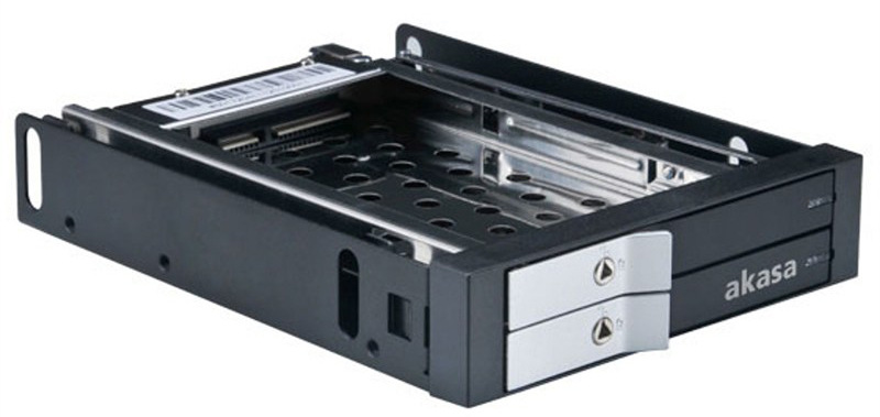 Interný dock pre dva SSD/HDD disky AKASA Lokstor M21 2 x 2.5" SSD/SATA HDD Dock in 3.5" PC Bay, čierna farba