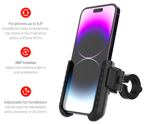 Držiak na mobil FIXED Bikee Plus - čierny